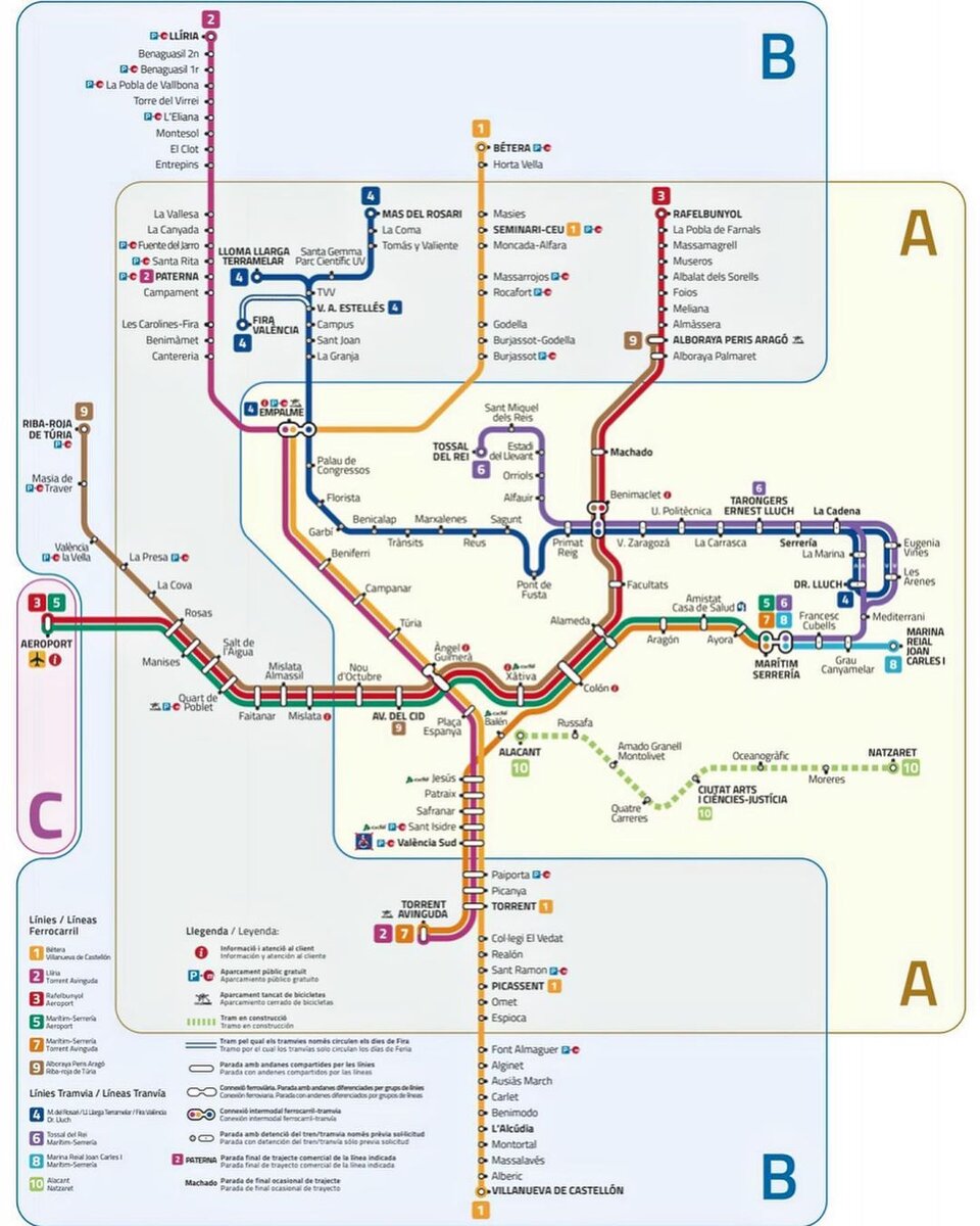Метро валенсии схема