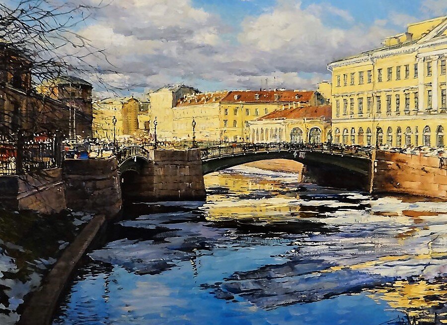 Мальков К. Ю., «Мало-Конюшенный мост», 2019 , холст, масло, 50 х 60 см