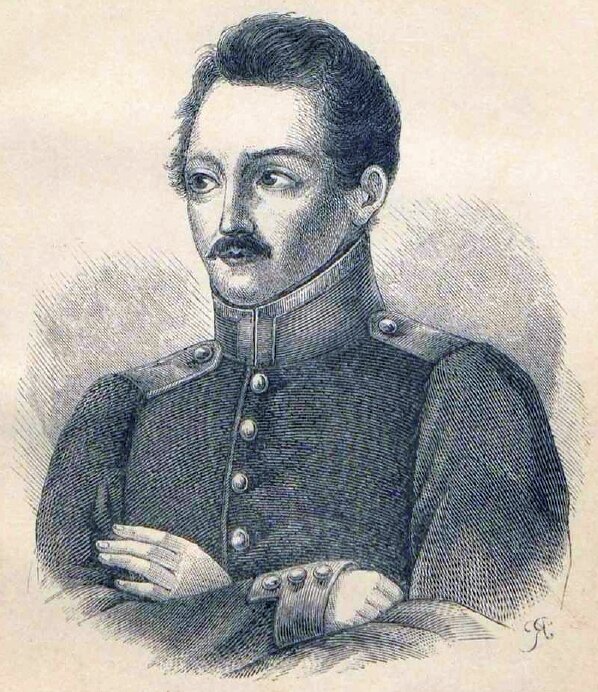 Александр Полежаев. Литография с оригинального портрета руки Е. Бибиковой (1834)