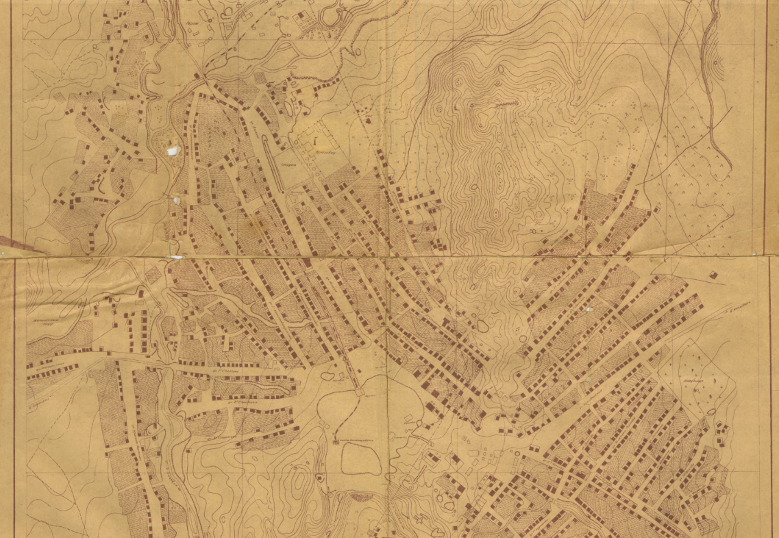 Фрагмент топографического плана Змеиногорска 1962 года (на котором видна узкоколейная дорога). У нас есть сомнения, что это 1962 год. На карте нет дат. Так она была зарегистрирована.