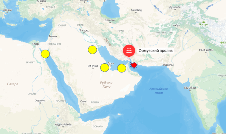 Ормузский пролив карта