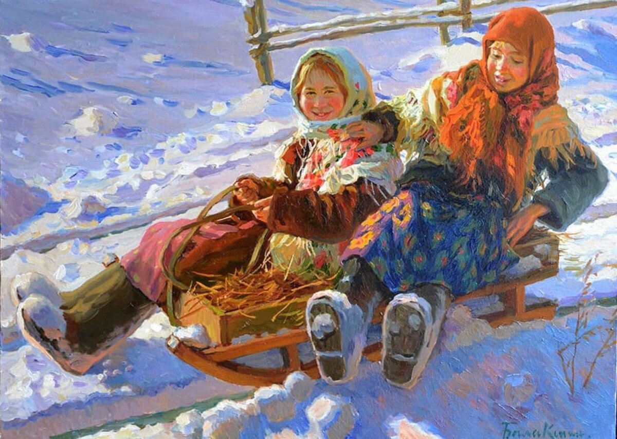 евгений балакшин на санках. н. евгений балакшин художник зимние забавы. дети катаются с горки зимой. (детство) иван захарович суриков детство.