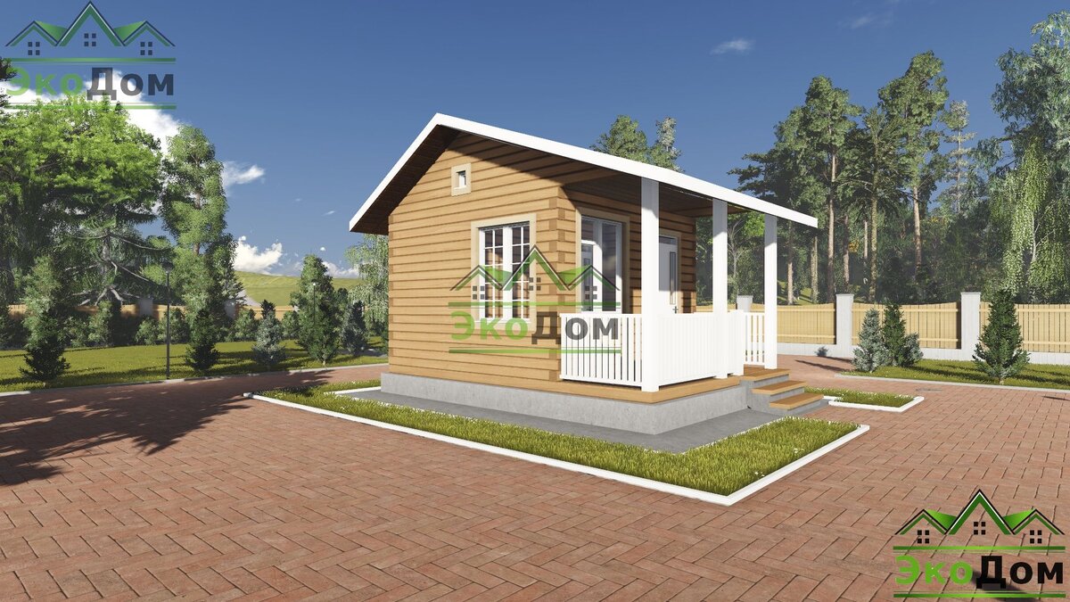 Проект недорогой бани из бруса по проекту ДБ-17 от компании ЭкоДом-Кострома