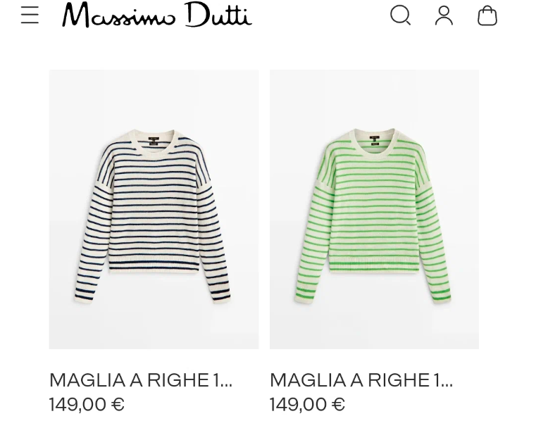 Стоимость пуловеров Massimo Dutti с официального сайта бренда.