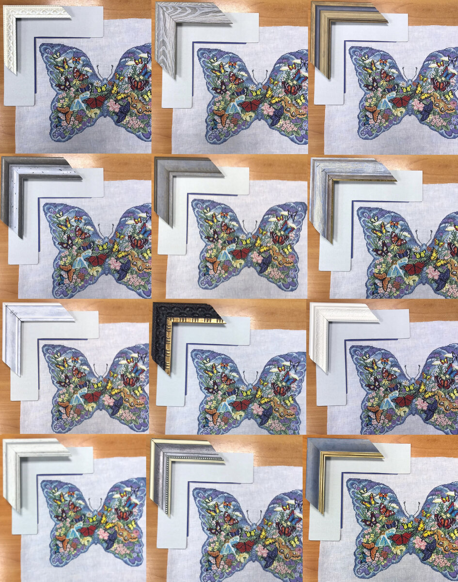 Варианты выбора багета для оформления вышивки