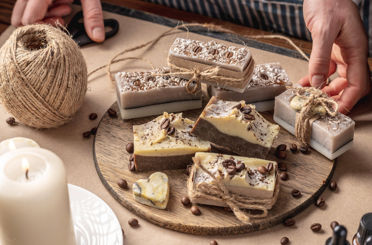 Кофейное и кокосовое мыло с нуля