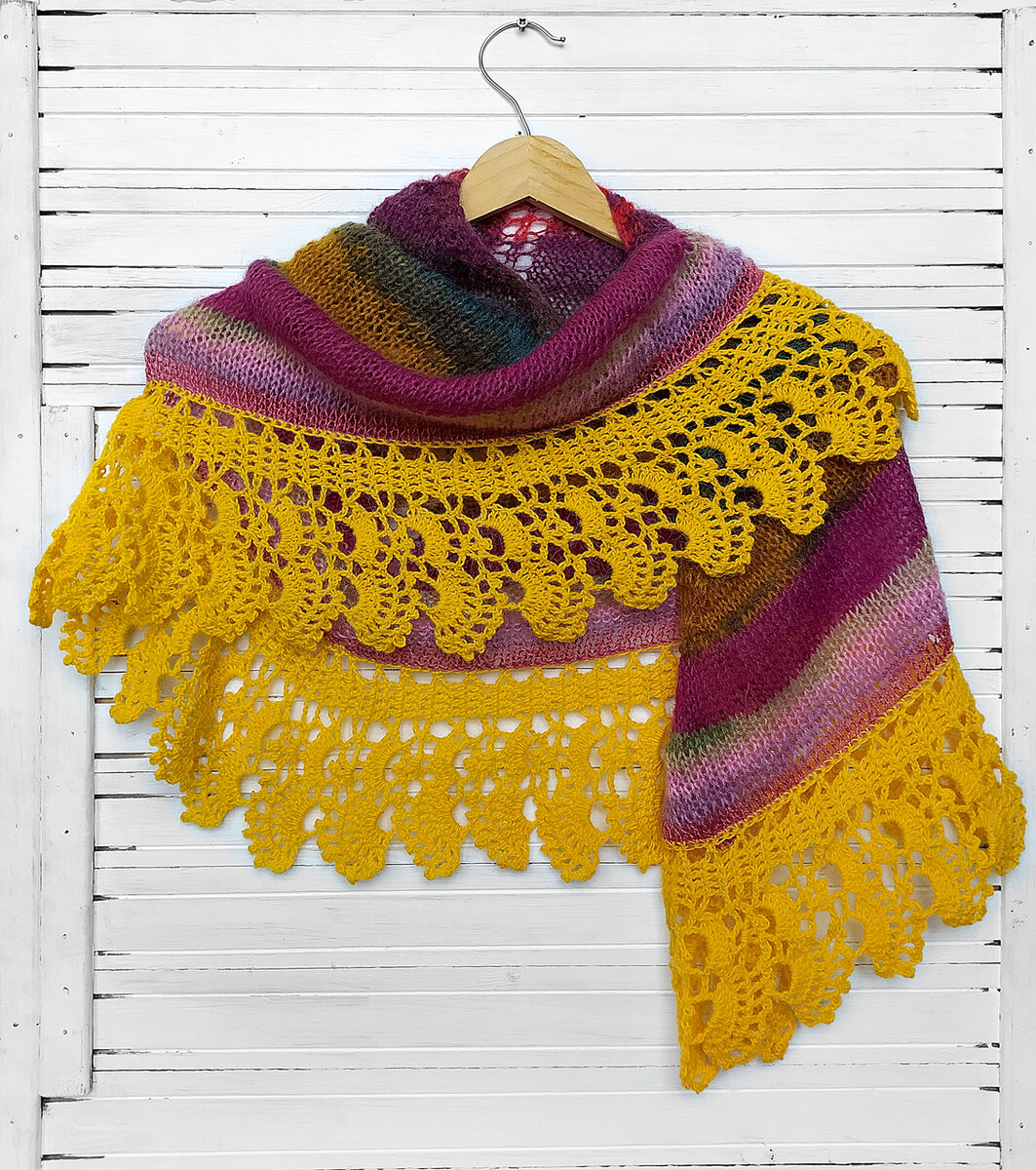 Шаль-фишю в смешанной технике