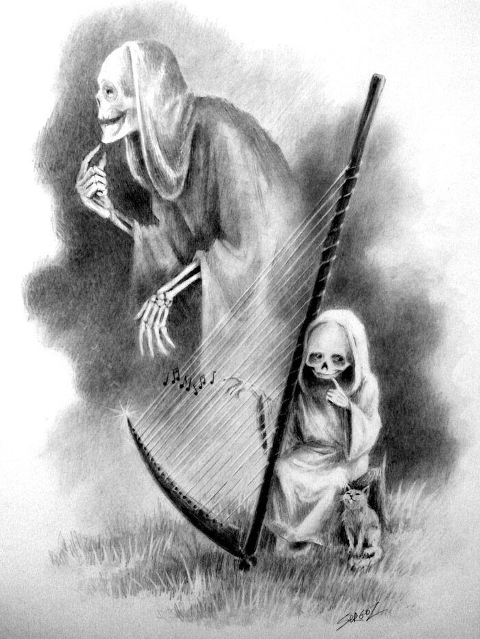 Эскизы девушки с косой