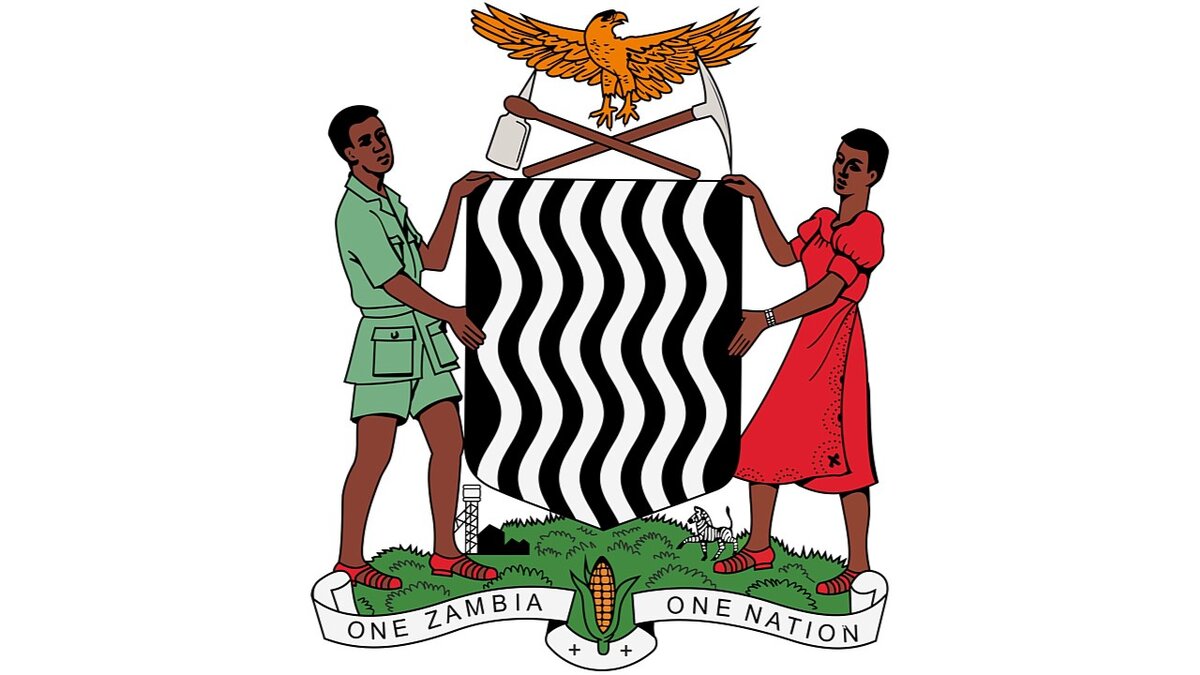 Герб Республики Замбия. И флаг, и герб Замбии разработаны художницей Габриэль Эллисон. Она же — автор изображений на многих почтовых марках страны. 