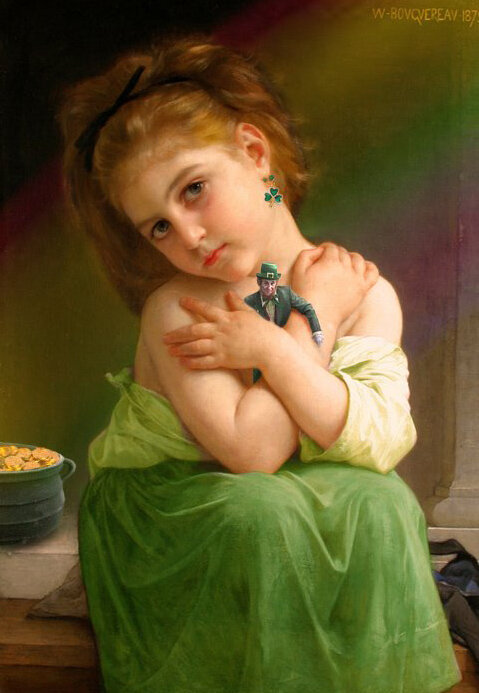 Чудный коллаж, автора не могу указать, не знаю. А полотно Адольфа Уильяма Бугро "Мёрзнущая девочка". 