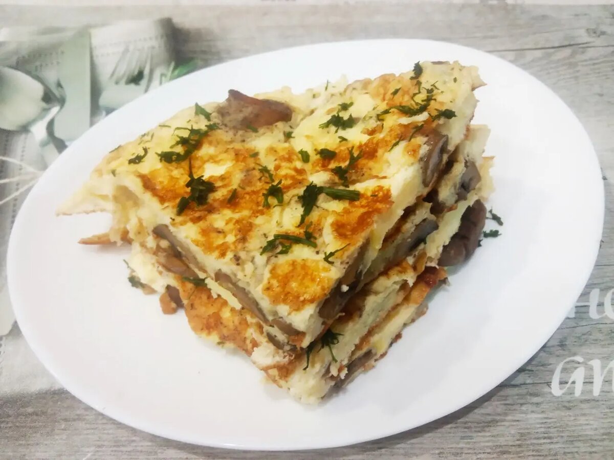 Омлет  шампиньонами, быстро и вкусно