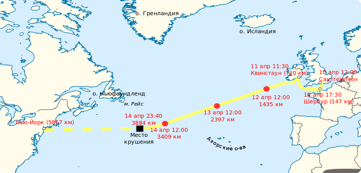 Карта кораблекрушений в мире