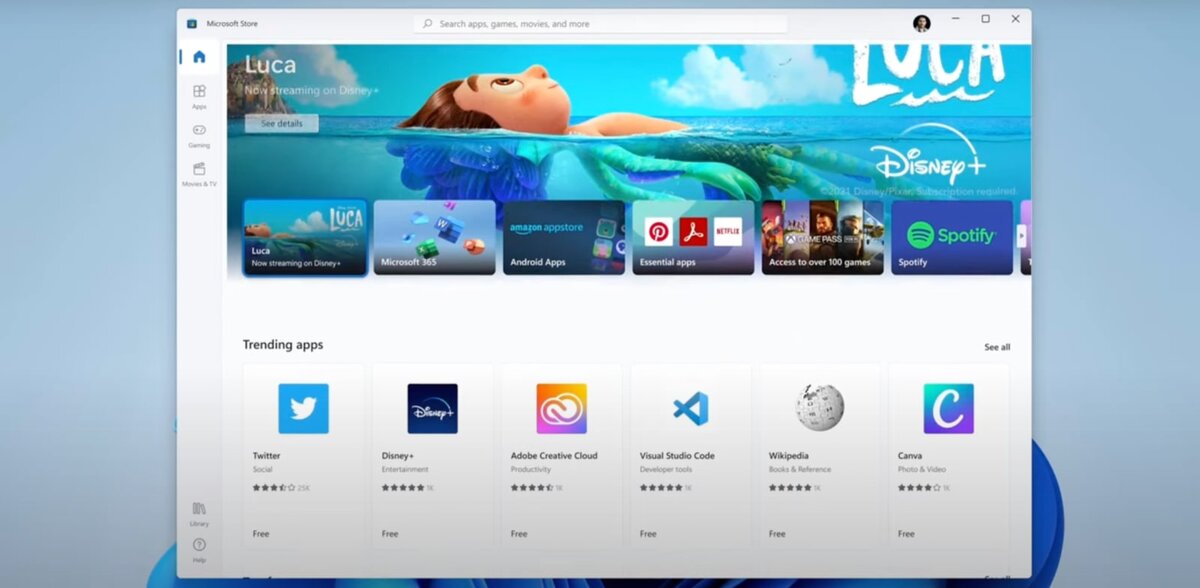 Магазин приложений Windows 11 сильно напоминает AppStore