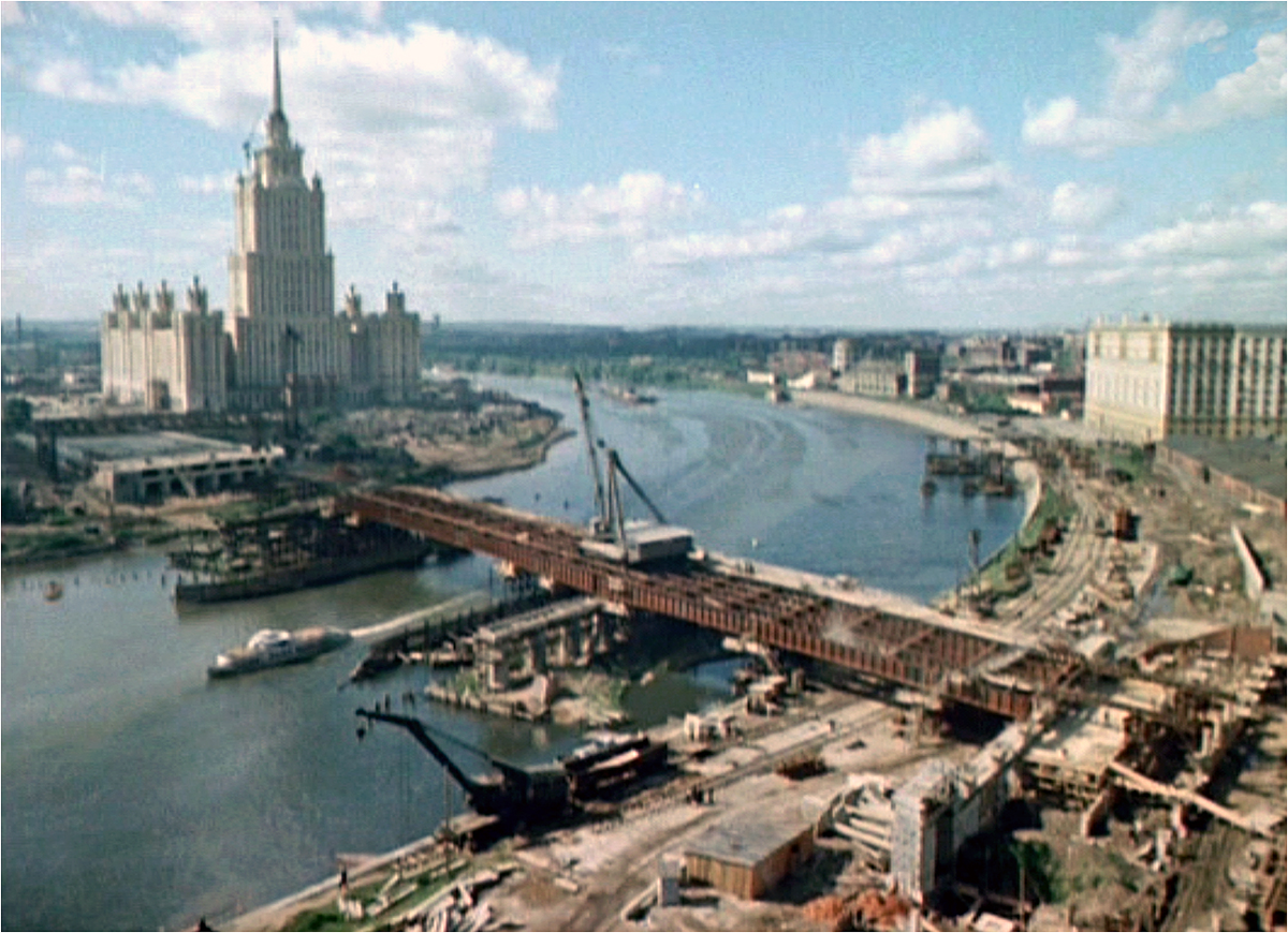 Московский рв. Новоарбатский мост СССР. Набережная Тараса Шевченко 1950. Москва 1950 МГУ