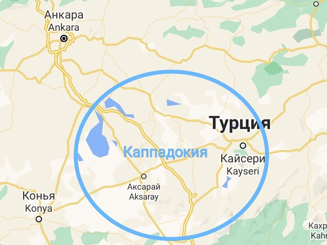 Примерное расположение Каппадокии на карте