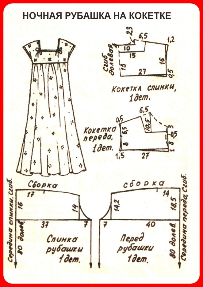 Выкройка ночной сорочки женской размеры 40 – 50 (RU) Teona