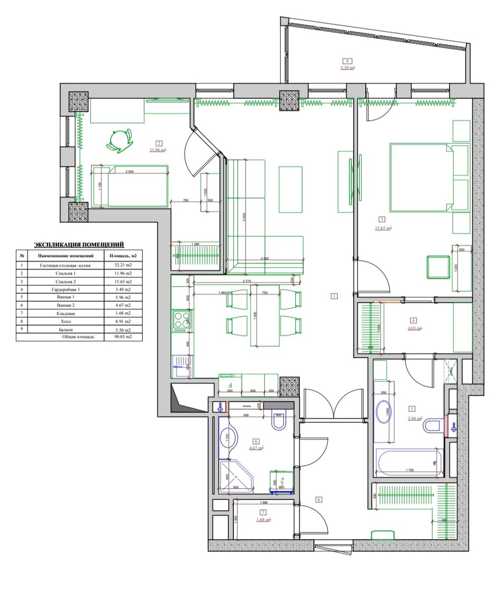 План с мебелью