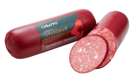 Сервелат варено-копченый СибАгро "Ореховый "