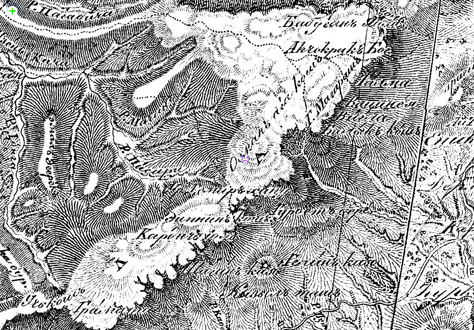 Карта Южного Крыма, П.И Кеппена, 1836 г. 
"Османъ-ага-Кошъ" =>
