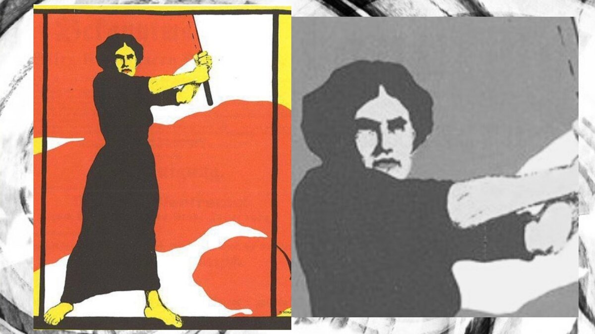 плакат с женщиной, борющейся за свои права