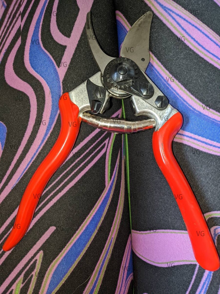 Хороший плоскостной секатор будет резать бумагу, как ножницы. А ещё нелишне будет, если лезвия у него будут сменными. Фото любимого секатора автора