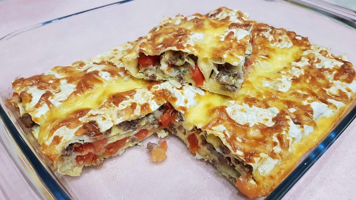 Лаваш с фаршем в духовке