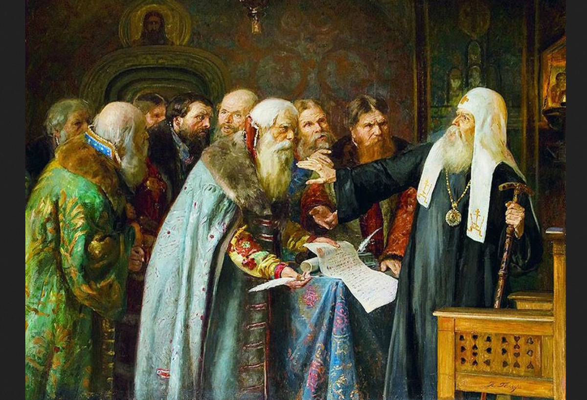 Пётр Геллер. "Патриарх Ермоген отказывается подписывать грамоту о роспуске ополчения".