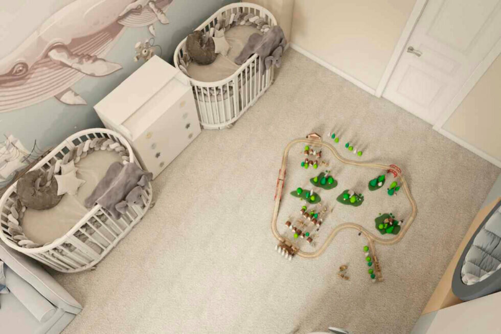 Правильное зонирование спальни для двоих малышей