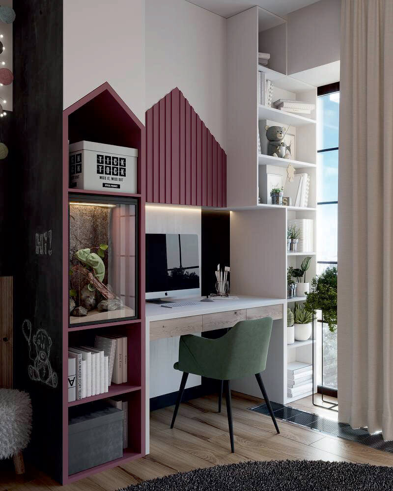 Стеллаж с меловой доской для детской