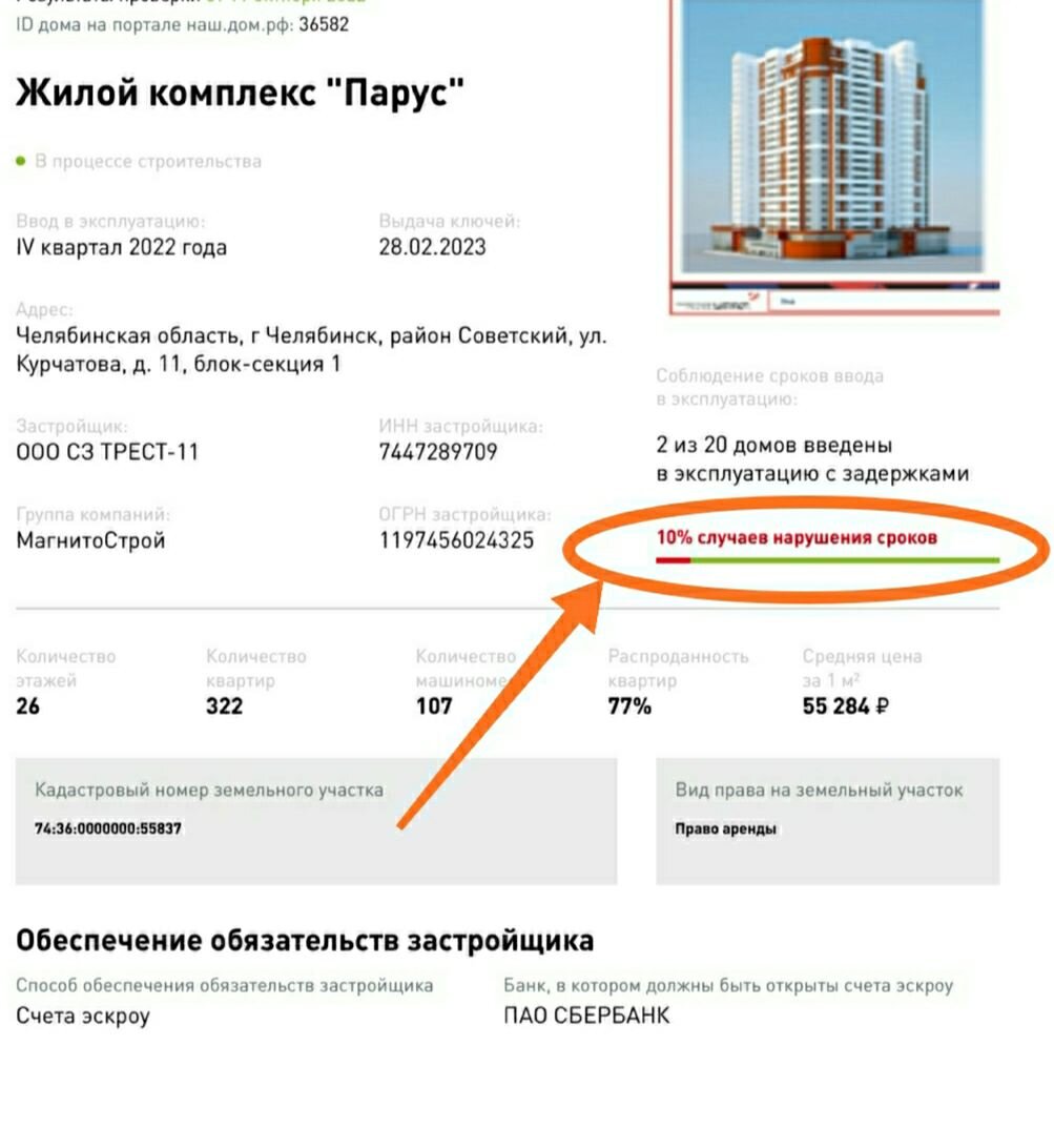 Как видно, у застройщика были дома с нарушением сроков сдачи