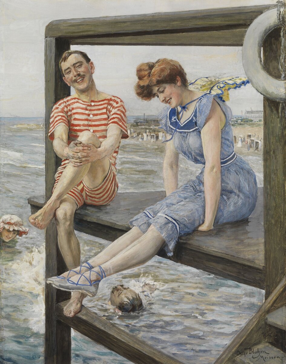 Оскар Блюм (Oscar Bluhm). Купание (Bathing). 39.5 х 31.5. Картон, темпера. Частное собрание. Оскар Блюм (1867 – 1912).