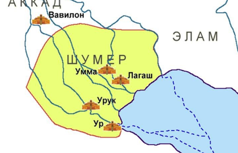 Карта ур урук лагаш