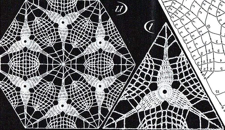 Полотно из треугольных мотивов крючком