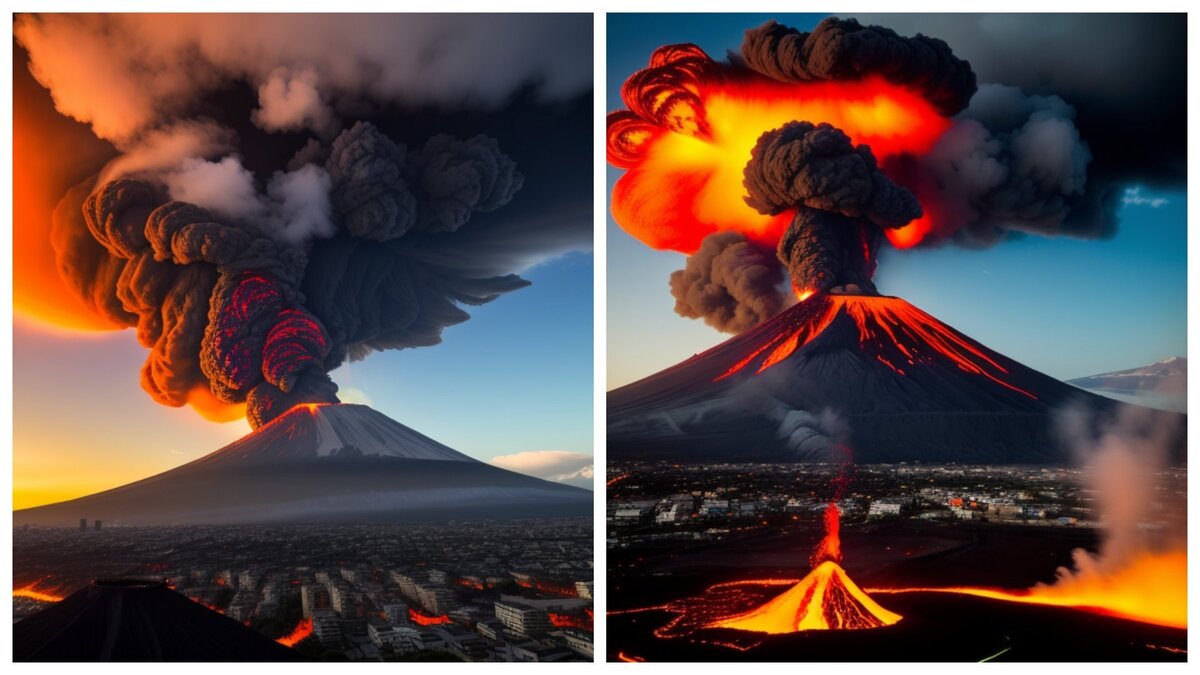      Извержение вулкана (генерация нейросети)