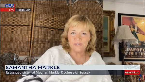 Саманта Маркл. Скриншот — кадр из интервью Дэна Вуттона на GB News — с YouTube-канала GBNews (https://youtube.com/watch?v=LWnjQgolYkA)