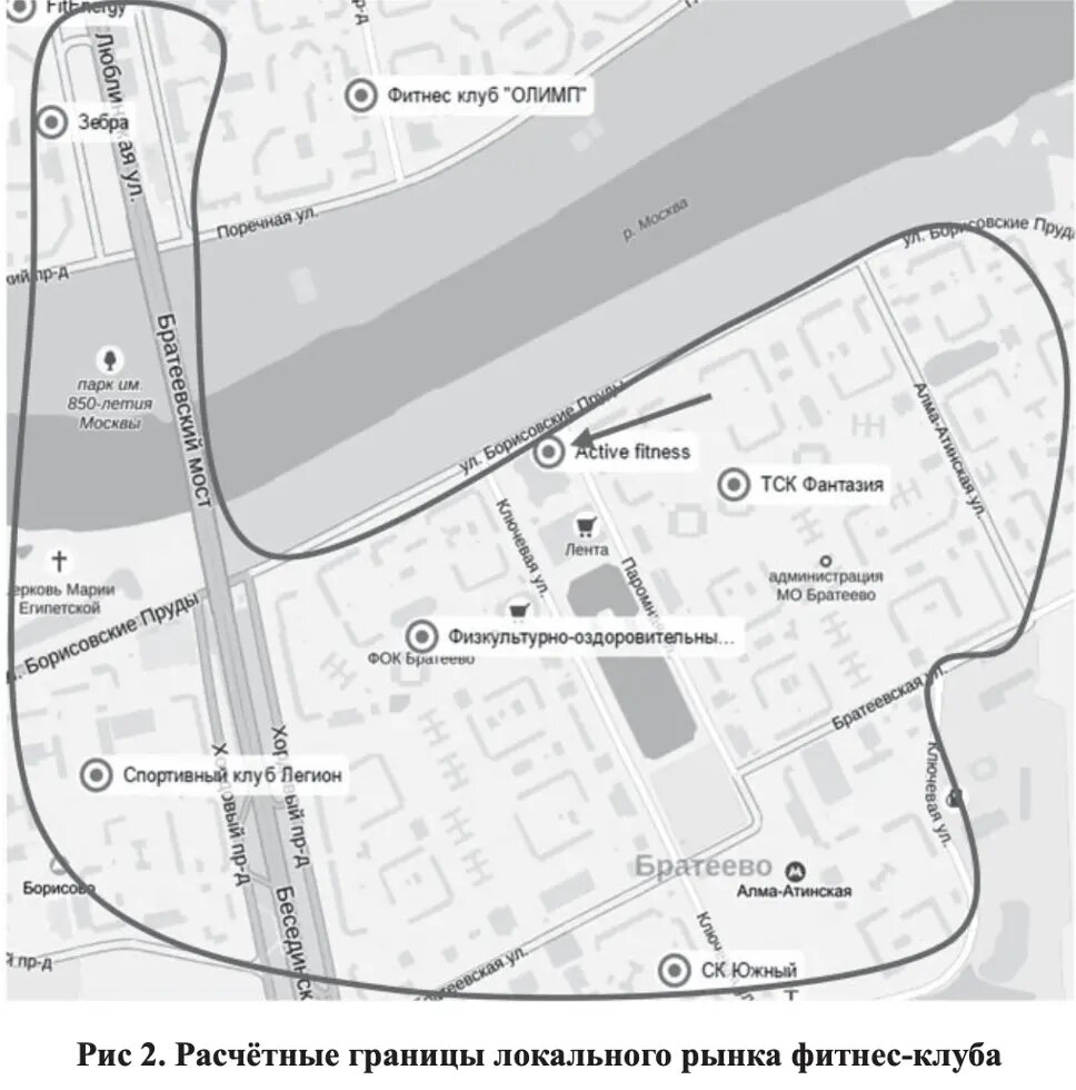 Границы местного рынка фитнес-клуба