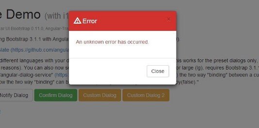 Пример ошибки в модальном окне