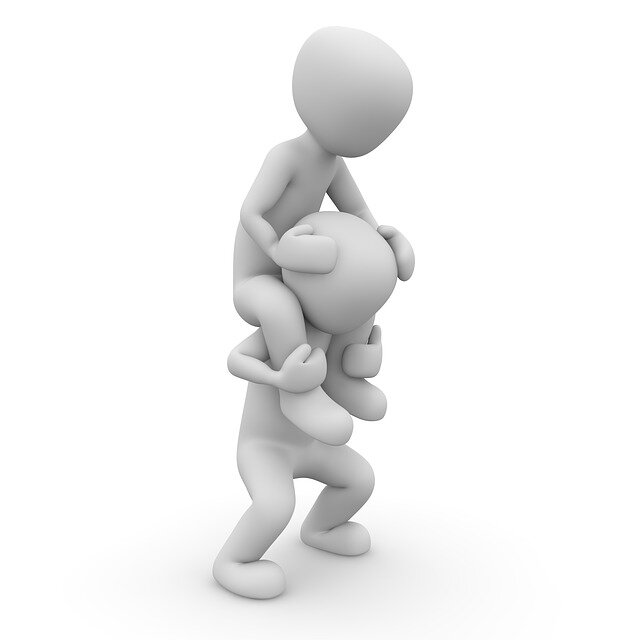 Сидит на шее, ножки свесил