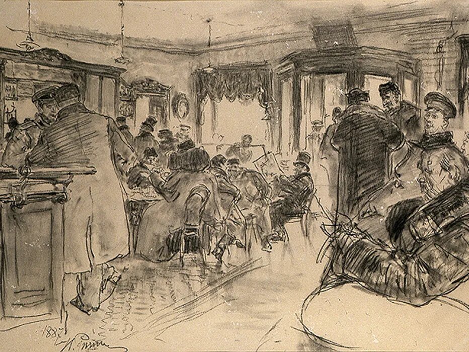 Илья Репин. У Доминика (фрагмент). 1887. Государственный Русский музей, Санкт-Петербург