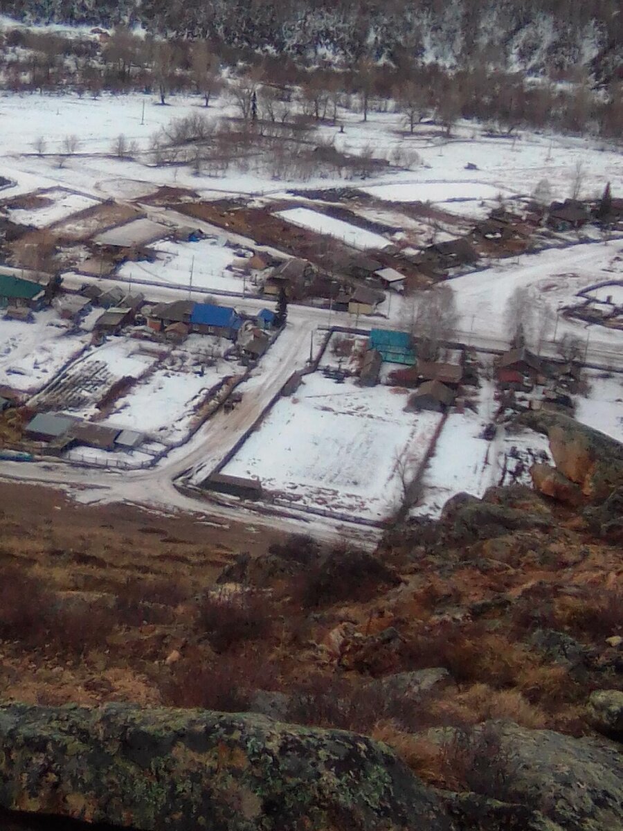 Это вид с сопки над Усть-Тулатинкой - одной из красивейших деревень Алтайского края, Чарышского района. Справа только маленькая часть нашего сада, но всей нашей усадьбы нет, потому что это не наше фото, а Алексея Лобанова - он же для себя снимал. Но всё-равно, спасибо ему за это "говорящее"  фото.