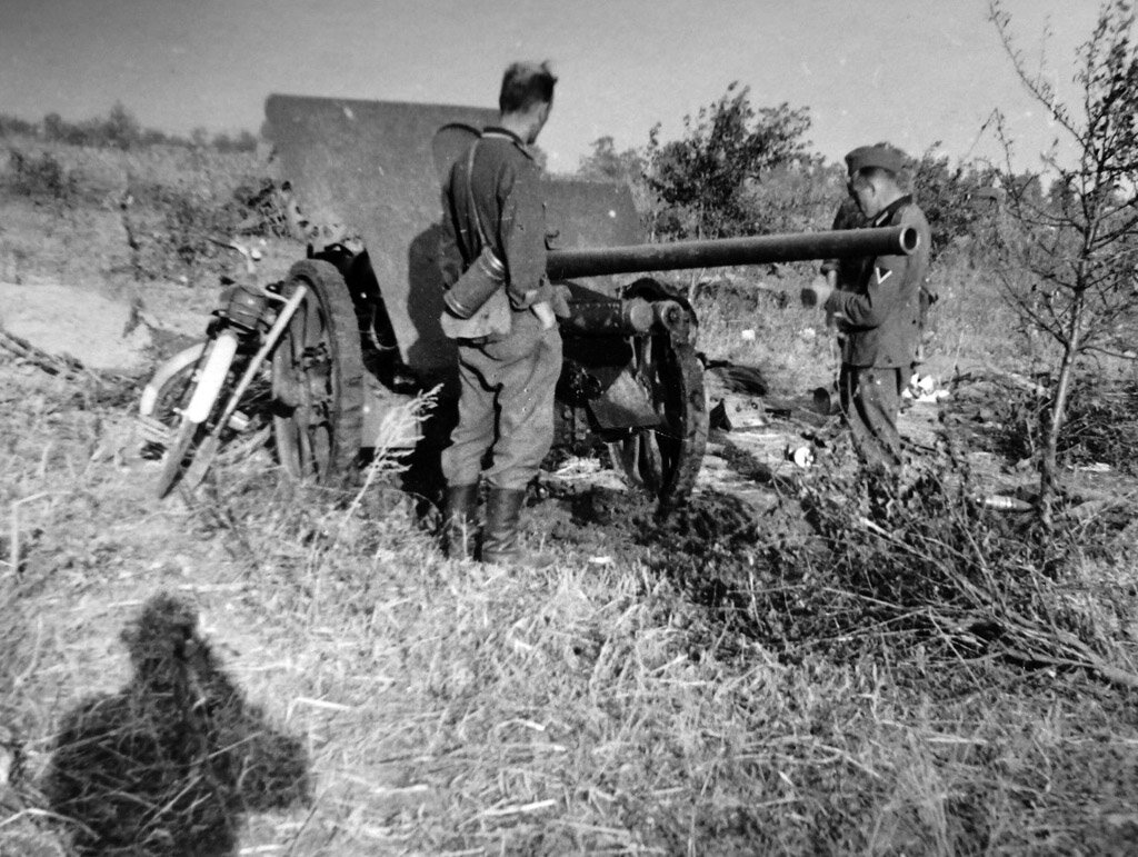 Одна из трофейных пушек Ф-22, они использовались под индексом 7,62 cm F.K.36.