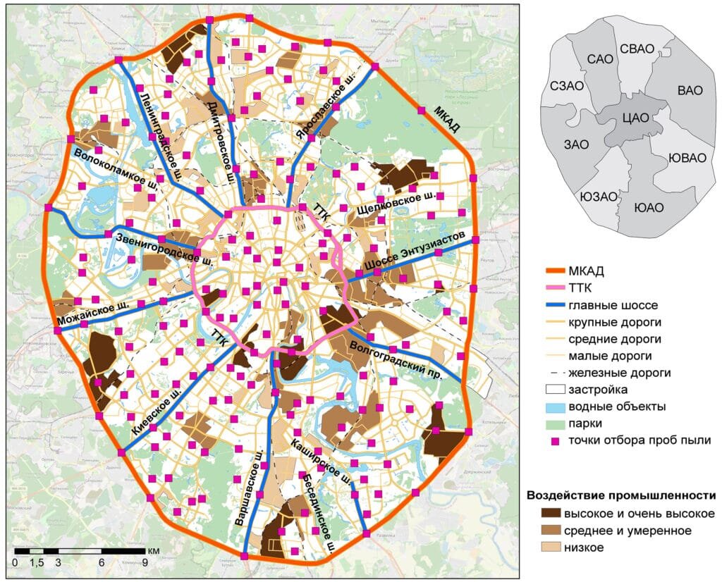    Места отбора образцов дорожной пыли в Москве / ©Дмитрий Власов