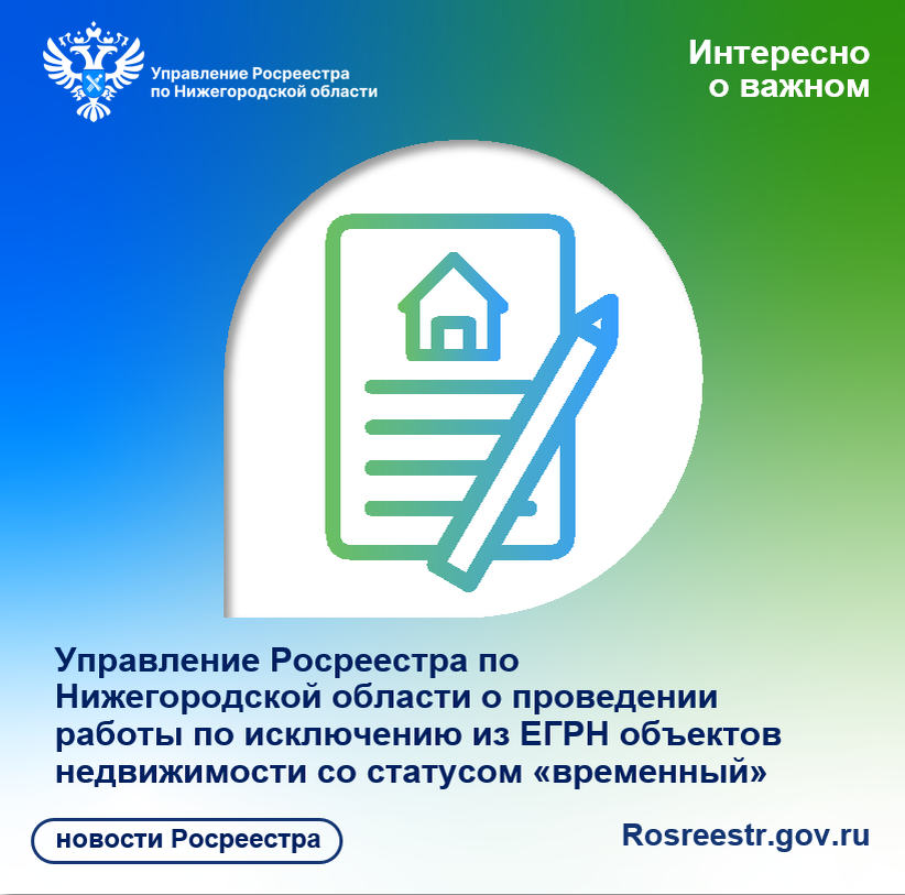 Управление Росреестра по Нижегородской области о проведении работы поисключению из ЕГРН объектов недвижимости со статусом «временный»