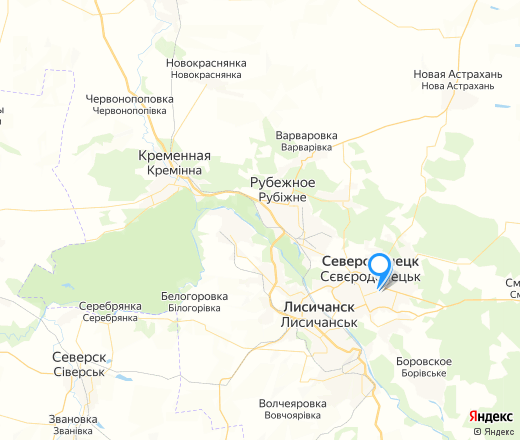 К;арта  расположения Лисичанска и Северска. фото: картинки  яндекса.
