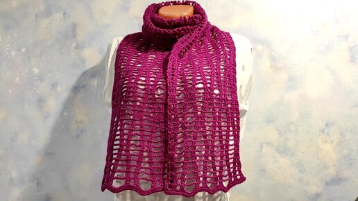 Ажурный ШАРФИК , вязание КРЮЧКОМ по схеме , crochet openwork scarf( шаль № 396)