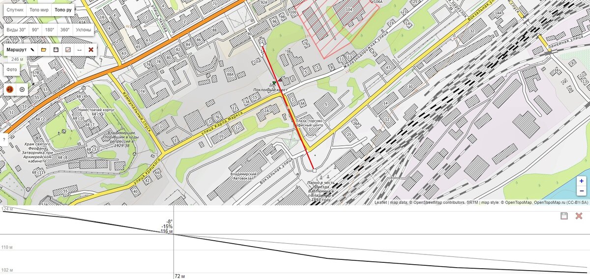 Уклон на Вокзальном спуске. (Сделано с помощью сайта: https://votetovid.ru)