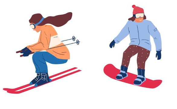 She is going skiing. She is going snowboarding.  