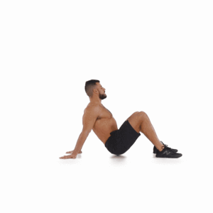 Займите исходное положение: сядьте на пол, ноги согните в коленях. Руки поставить за спину и на них опереться.Поднимите бедра как можно выше, чтобы образовалась прямая линия, от плеч до колен. Одновременно вытягиваем правую руку в сторону левого плеча. Сделайте паузу и возвращайтесь в исходное положение. Затем повторите это для правой стороны.