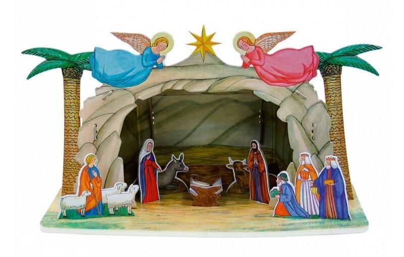 Куклы для вертепного театра делаются из любомого  материала, который есть под рукой: они могут быть бумажными или  деревянными, из пластилина или ниток. Размеры кукол диктуются, конечно  же, размерами сцены, вертепного ящика.