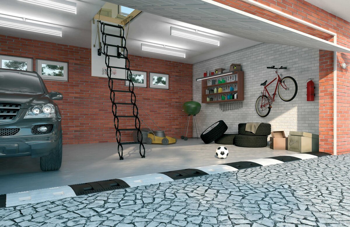 Складные стремянки - неудобный способ спуска в цоколь, особенно если у вас там гараж и попадать туда приходится ежедневно. Единственный плюс: стремянка не требует значимых вложений.